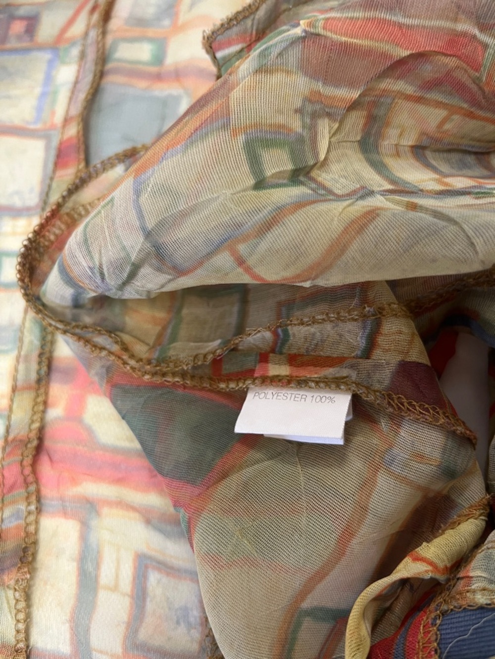 Vintage-Inspired Multicolor Patterned Shear Zip Up Blouse - Picture 7 of 8